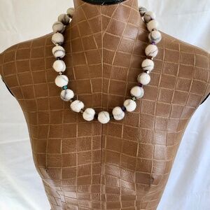 NWOT Boiled Wool & Glass Czech  Beaded Necklace, One Of A Kind Original